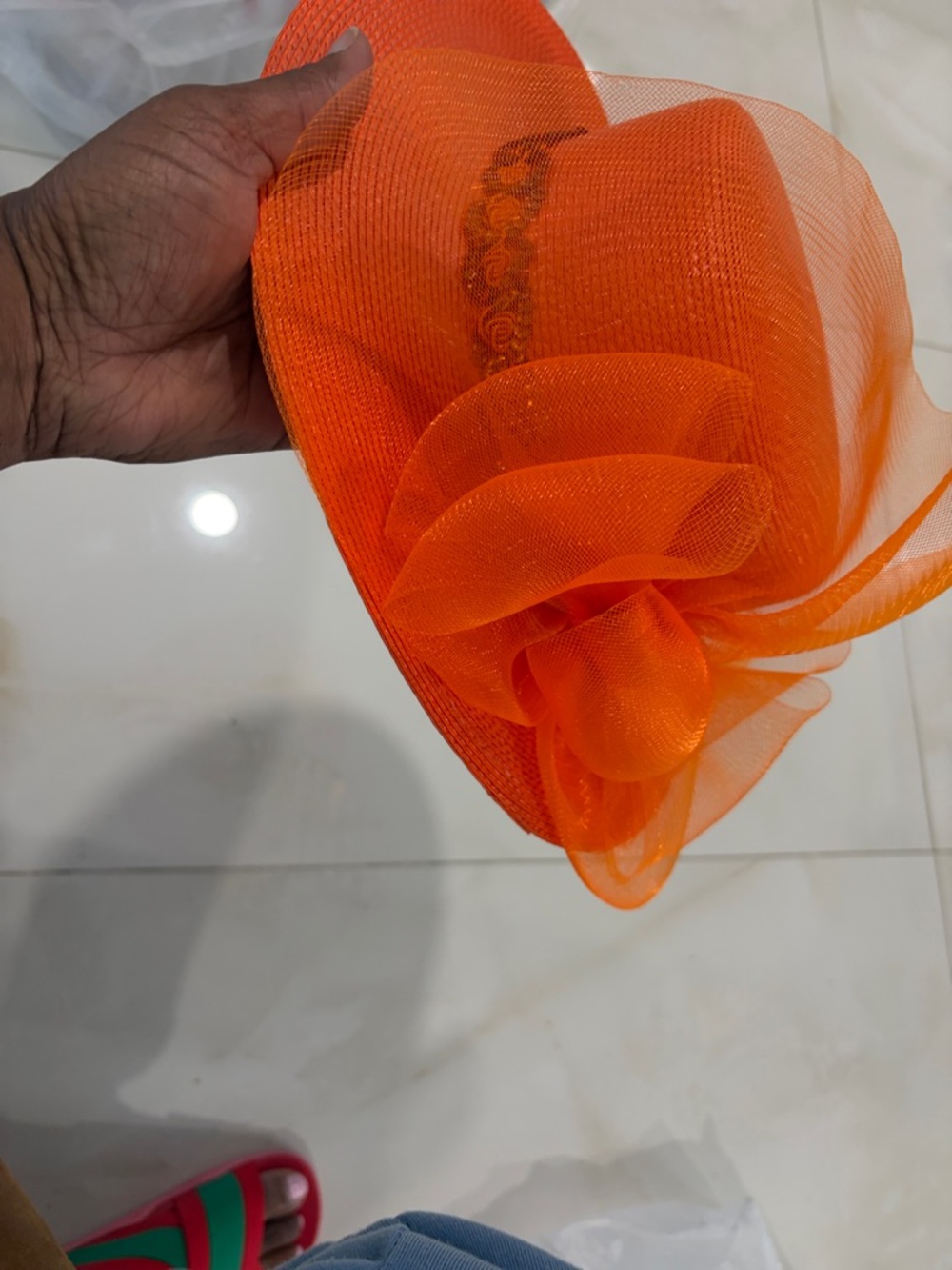 Elegant Orange Fascinator Hat for Women